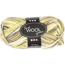 Pelote de Laine pour Chaussettes, L : 200 M, vert, jaune, 50 gr/ 1 boule [HOB-41319]