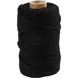 Cordon pour macramé, L: 55 m, d 4 mm, noir, 330gr/ 1 rouleau [HOB-414755]