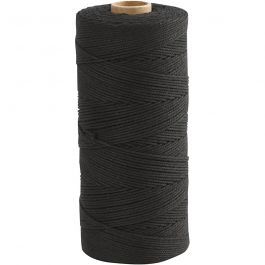 Cordon pour macramé, L : 315 M, ép. 1 mm, Qualité fine 12/12, noir, 220 gr/ 1 boule [HOB-41520]