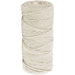 Cordon pour macramé, L : 100 M, ép. 2 mm, Qualité épaisse 12/36, naturel clair, 225 gr/ 1 boule [HOB-41574]