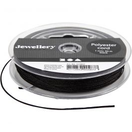 Cordon en polyester, ép. 1 mm, noir, 50 m/ 1 rouleau [HOB-415837]