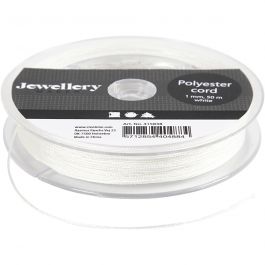 Cordon en polyester, ép. 1 mm, blanc, 50 m/ 1 rouleau [HOB-415838]