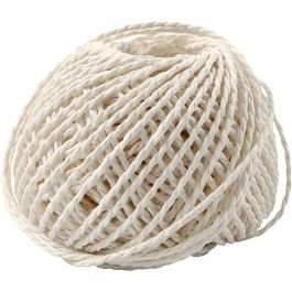 Ficelle de Papier, ép. 2,5-3 mm, blanc, 150 gr, 40 m/ 1 boule [HOB-41726]