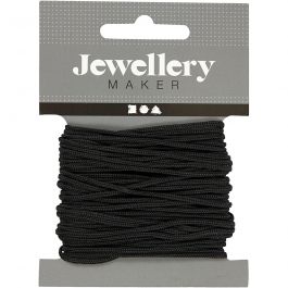 Macramé Koord, dikte 2 mm, zwart, 8 m/ 1 rol [HOB-41755]