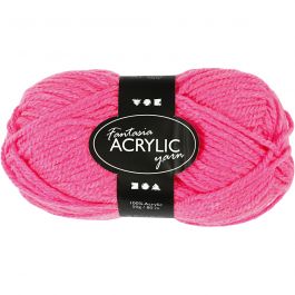 Pelote de laine acrylique Fantasia, L : 80 M, rose néon, 50 gr/ 1 boule [HOB-421708]