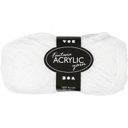 Pelote de laine acrylique Fantasia, L : 80 M, blanc, 50 gr/ 1 boule [HOB-421710]