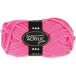 Fantasia Acrylgaren, L: 35 M, Maxi, neon roze, 50 gr/ 1 bol [HOB-421861]