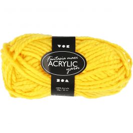 Pelote de Laine Acrylique Fantasia, L : 35 M, Maxi, jaune, 50 gr/ 1 boule [HOB-421864]