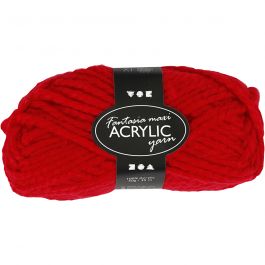Pelote de Laine Acrylique Fantasia, L : 35 M, Maxi, rouge, 50 gr/ 1 boule [HOB-421866]