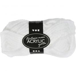 Pelote de Laine Acrylique Fantasia, L : 35 M, Maxi, blanc, 50 gr/ 1 boule [HOB-421867]