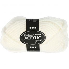Pelote de Laine Acrylique Fantasia, L : 35 M, Maxi, blanc cassé, 50 gr/ 1 boule [HOB-421875]