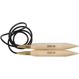 Aiguilles à tricoter circulaires, L : 150 cm, dim. 20 mm, 1 pièce [HOB-42195]