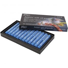 Pastels à l'huile Gallery, L : 7 cm, d 11 mm, ép. 11 mm, cabalt transparent, 12 pièces/ 1 Pq. [HOB-425353]