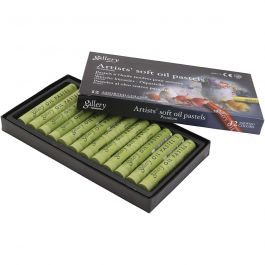 Pastels à l'huile Gallery, L : 7 cm, d 11 mm, ép. 11 mm, olive, 12 pièces/ 1 Pq. [HOB-425368]