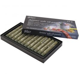 Pastels à l'huile Gallery, L : 7 cm, d 11 mm, ép. 11 mm, olive, 12 pièces/ 1 Pq. [HOB-425369]