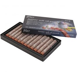 Pastels à l'huile Gallery, L : 7 cm, d 11 mm, ép. 11 mm, orange brulé, 12 pièces/ 1 Pq. [HOB-425374]
