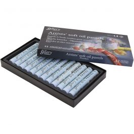 Pastels à l'huile Gallery, L : 7 cm, d 11 mm, ép. 11 mm, gris clair, 12 pièces/ 1 Pq. [HOB-425381]