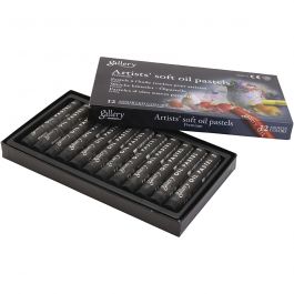 Pastels à l'huile Gallery, L : 7 cm, d 11 mm, ép. 11 mm, noir, 12 pièces/ 1 Pq. [HOB-425384]