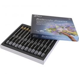 Pastels à la cire aquarellables, noir, 12 pièces/ 1 Pq. [HOB-427384]