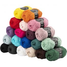 Katoengaren, afm 8/4, L: 170 M, Inhoud kan variëren , diverse kleuren, 20x50 gr/ 1 doos [HOB-43101]