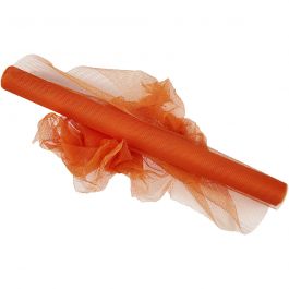 Tulle, L: 50cm, orange, 5 m/ 1 rouleau [HOB-44612]