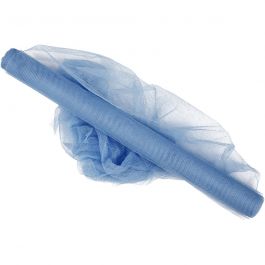 Tulle, L: 50cm, bleu clair, 5 m/ 1 rouleau [HOB-44617]