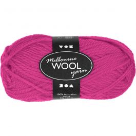 Pelote de laine Melbourne, L : 92 M, rose néon, 50 gr/ 1 boule [HOB-44709]