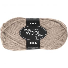 Pelote de laine Melbourne, L : 92 M, beige, 50 gr/ 1 boule [HOB-44712]