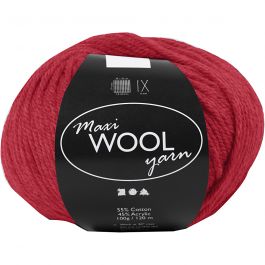 Pelotes de Laine, L : 125 M, rouge, 100 gr/ 1 boule [HOB-447407]