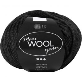 Pelotes de Laine, L : 125 M, noir, 100 gr/ 1 boule [HOB-447420]