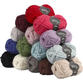 pelote de laine Sydney, ass. de couleurs, L: 50 m, Le contenu peut varier , 15x50 gr/ 1 Pq. [HOB-44797]