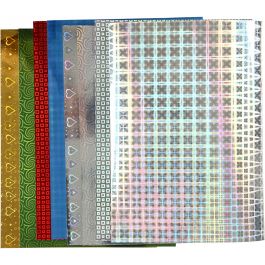Papier holographique, A4, feuille 210x297 mm, 120 gr, 8 flles ass./ 1 Pq. [HOB-449470]