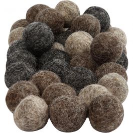 Wol kralen, d 20 mm, naturel, 64 stuk/ 1 doos [HOB-45109]