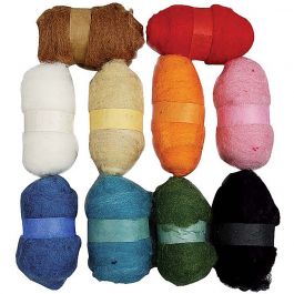 Gekaarde Wol, diverse kleuren, 10x25 gr/ 1 doos [HOB-45196]