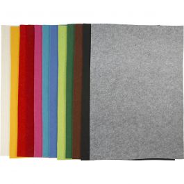 Hobbyvilt, vel 42x60 cm, dikte 3 mm, diverse kleuren, 12 div vellen/ 1 doos [HOB-45230]