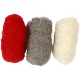 Gekaarde Wol, rood/wit harmonie, 3x10 gr/ 1 doos [HOB-45337]