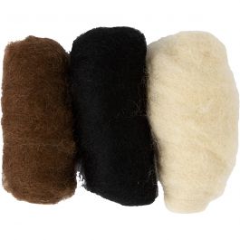 Gekaarde Wol, diverse kleuren, 3x10 gr/ 1 doos [HOB-45338]