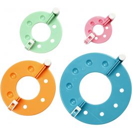 Pom Pom maker, d 3,5+5,5+7+9 cm, 4 stuk/ 1 set [HOB-46135]