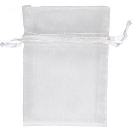 Sacs en organza, dim. 7x10 cm, blanc, 10 pièces/ 1 Pq. [HOB-47428]