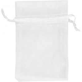 Organza zakjes, afm 7x10 cm, wit, 10 stuk/ 1 doos [HOB-4743901]