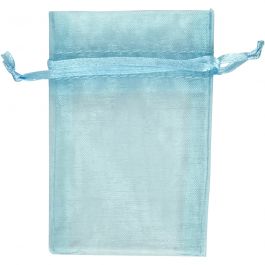 Organza zakjes, afm 7x10 cm, lichtblauw, 10 stuk/ 1 doos [HOB-4743908]