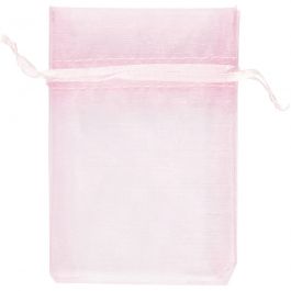 Sacs en organza, dim. 7x10 cm, rose clair, 10 pièces/ 1 Pq. [HOB-4743909]