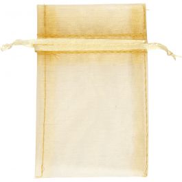 Sacs en organza, dim. 7x10 cm, or, 10 pièces/ 1 Pq. [HOB-4743919]