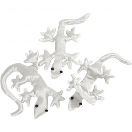 Reptiles en tissu, dim. 10-14cm, blanc, 3 pièces/ 1 Pq. [HOB-495003]