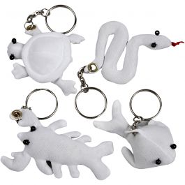 Figurines en tissu avec porte-clés, dim. 4-8cm, blanc, 4 pièces/ 1 Pq. [HOB-495023]