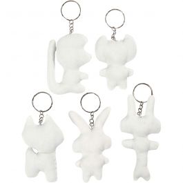 Figurines en tissu avec porte-clés, H: 6-10cm, 5 pièces/ 1 Pq. [HOB-49503]