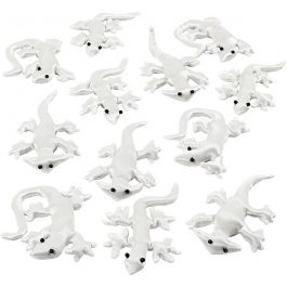 Reptiles en tissu, dim. 10-14cm, blanc, 12 pièces/ 1 Pq. [HOB-49513]