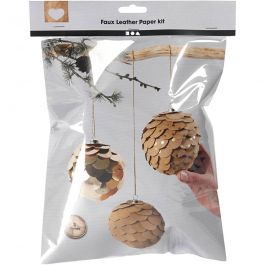 Faux Leather Papier Kegels, d 8 cm, dikte 0,55 mm, goud, 1 set [HOB-498830]