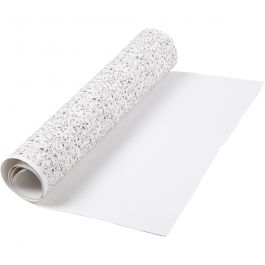 Faux Leather Papier, B: 49,5 cm, met folie,bedrukt, 350 gr, wit, 1 m/ 1 rol [HOB-498832]