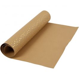 Papier imitation cuir, L : 50 cm, unicolor,film, 350 gr, brun clair, or, 1 m/ 1 rouleau [HOB-498958]